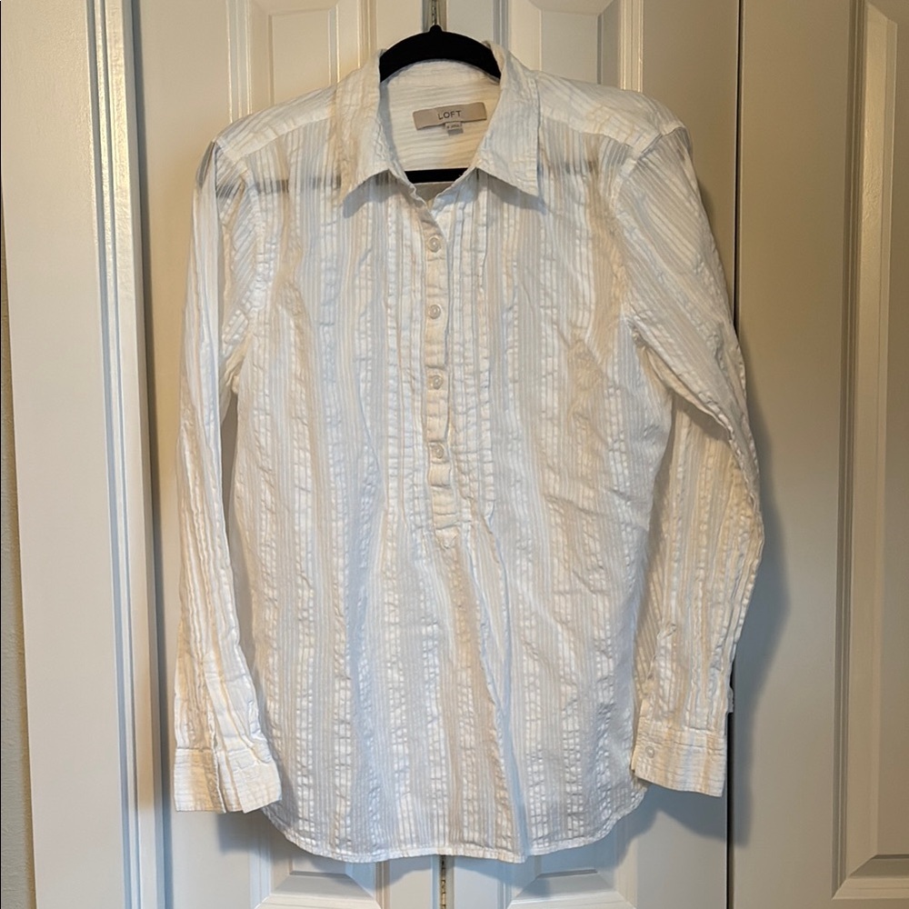 LOFT White Textured Tunic Top